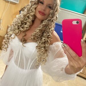 White Flowing Gown Prom Christmas Wedding